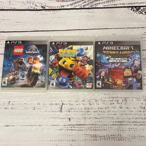 Lot of 3! PS3 games-Minecraft StoryMode, Pacman2, Lego Jurassic World- Like New